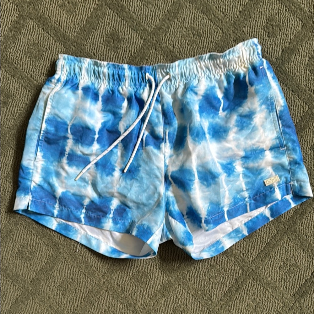 Hugo Boss Ocean Blue Tie-Dye Swim Trunks